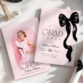 Black Bow Pink Grad Party Einladung