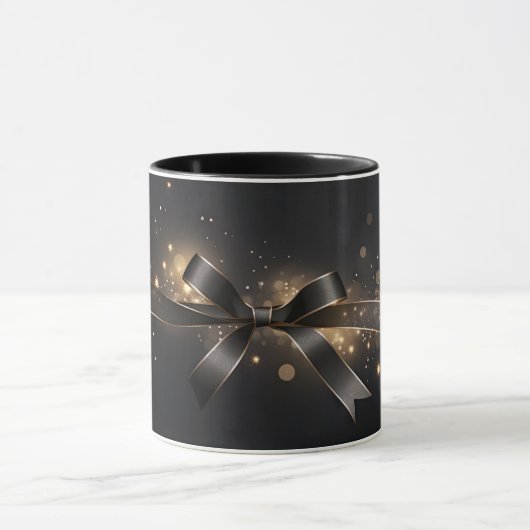 Black Bow & Ribbon Ceramic Mug Tasse (Zentrum)