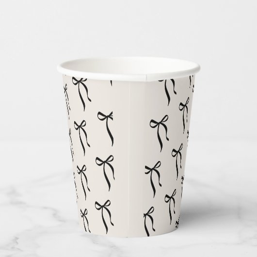 Black Bow Ribbon Elegantes Party Papier-Cups Pappbecher (Rechts)