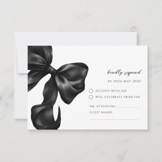 Black Bow RSVP Response Card (Vorderseite)