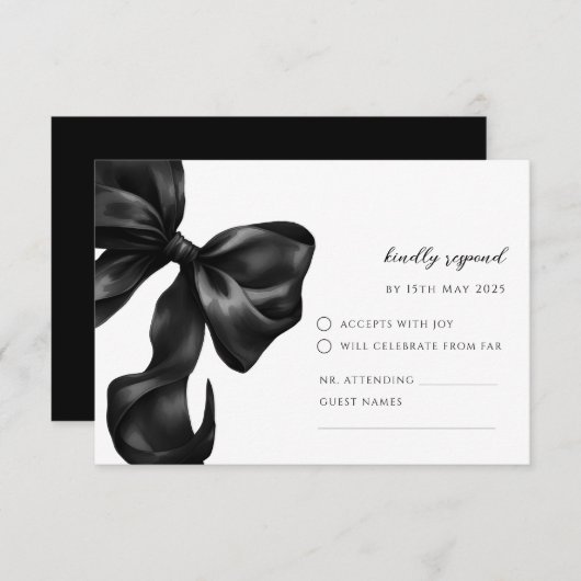 Black Bow RSVP Response Card (Vorne/Hinten)
