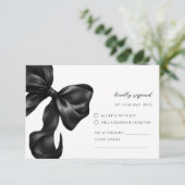 Black Bow RSVP Response Card Karte (Stehend Vorderseite)