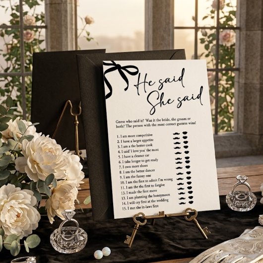 Black Bow sagte, sie sagte Brautparty Game Einladung