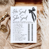 Black Bow sagte, sie sagte Brautparty Game Einladung