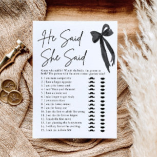 Black Bow sagte, sie sagte Brautparty Game Einladung