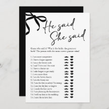 Black Bow sagte, sie sagte Brautparty Game