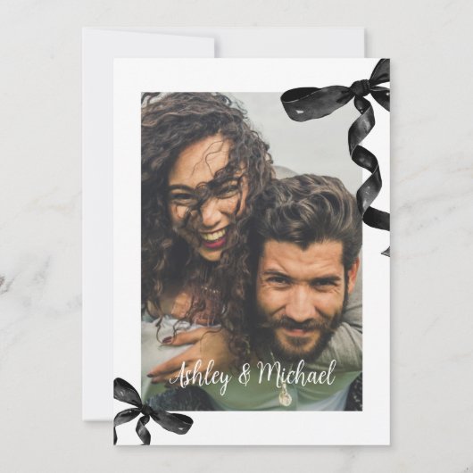 Black Bow Save the Date Einladung (Rückseite)