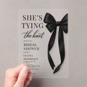 Black Bow She's Tying The Knot Bridal Shower Acryleinladungen (Insitu (Handheld))