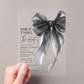Black Bow She's Tying The Knot Bridal Shower Acryleinladungen (Insitu (Handheld))
