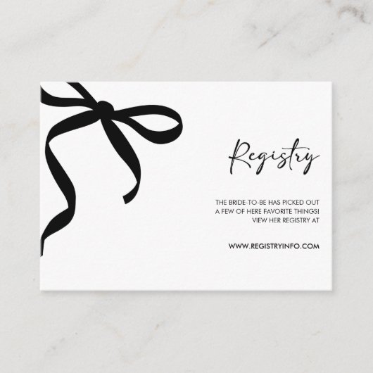 Black Bow She's Tying the Knot Bridal Shower Begleitkarte (Vorderseite)