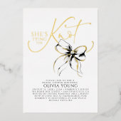 Black Bow She's Tying The Knot Bridal Shower Folieneinladung (Vorderseite)