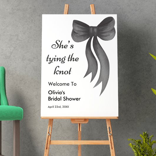 Black Bow She's Tying the Knot Bridal Shower Poster