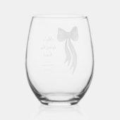 Black Bow She's Tying the Knot Bridal Shower Weinglas Ohne Stiel (Rückseite)
