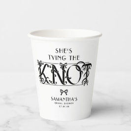 Black Bow She's Tying the Knot Chic Bridal Shower Pappbecher