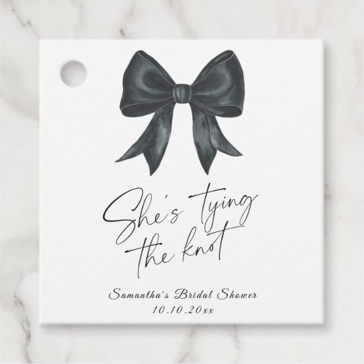 Black Bow Sie bindet das Brautparty am Knoten Geschenkanhänger (Vorderseite)