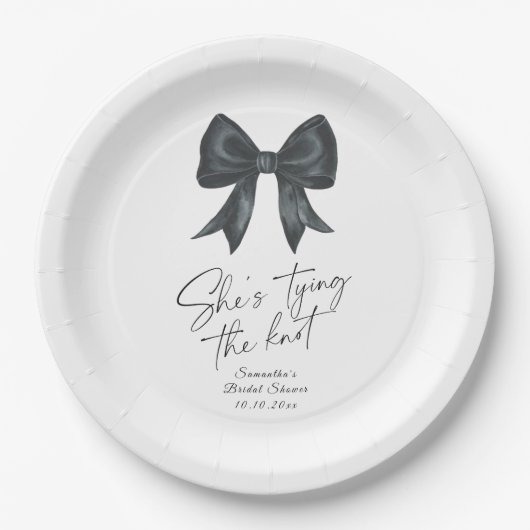 Black Bow Sie bindet das Brautparty am Knoten Pappteller (Vorderseite)