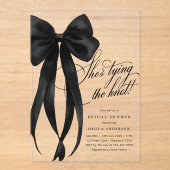 Black Bow Sie bindet das Brautparty des Knotens Acryleinladungen (Vorderseite)