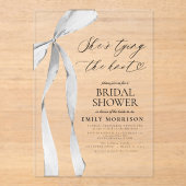 Black Bow Sie bindet das Brautparty des Knotens Acryleinladungen (Vorderseite)