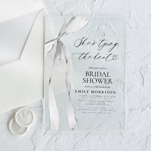 Black Bow Sie bindet das Brautparty des Knotens Acryleinladungen