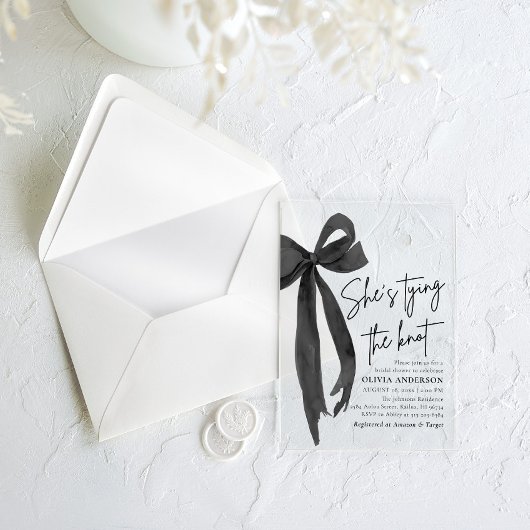 Black Bow Sie bindet das Brautparty des Knotens Acryleinladungen