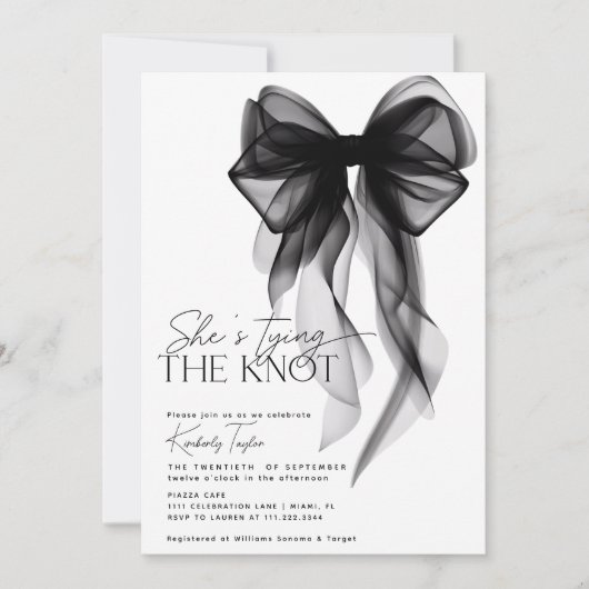 Black Bow Sie bindet das Brautparty des Knotens Einladung (Vorderseite)
