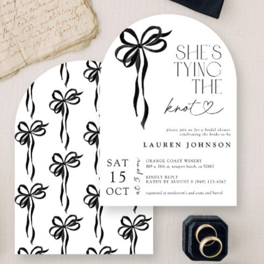 Black Bow Sie bindet das Brautparty des Knotens Einladung