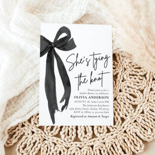 Black Bow Sie bindet das Brautparty des Knotens Einladung