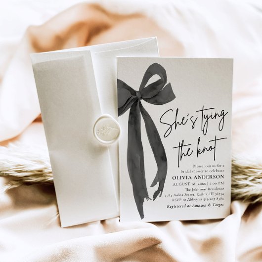 Black Bow Sie bindet das Brautparty des Knotens Einladung