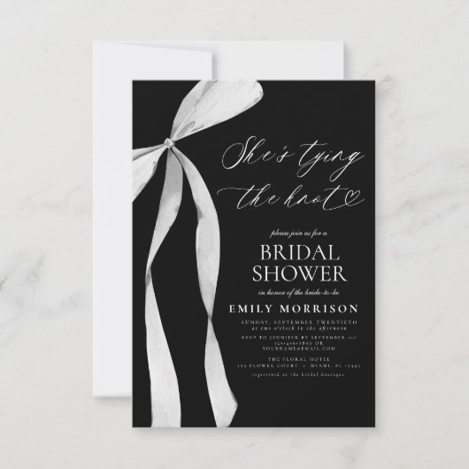 Black Bow Sie bindet das Brautparty des Knotens Einladung (Vorderseite)