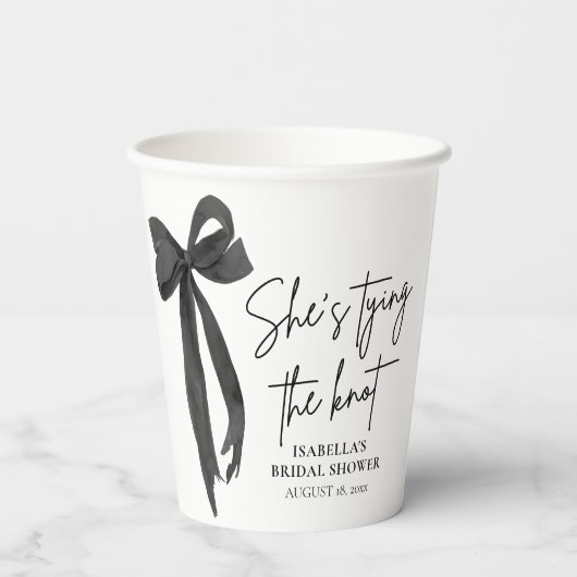Black Bow Sie bindet das Brautparty des Knotens Pappbecher (Rückseite)