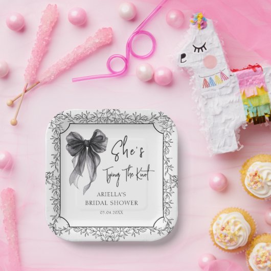 Black Bow Sie bindet das Brautparty des Knotens Pappteller (Party)