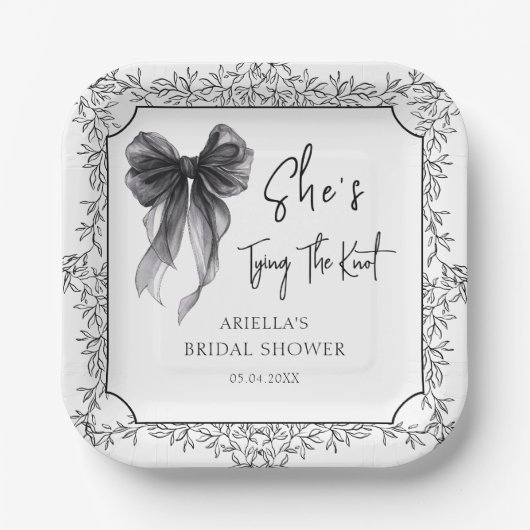 Black Bow Sie bindet das Brautparty des Knotens Pappteller (Vorderseite)