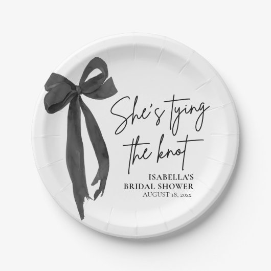 Black Bow Sie bindet das Brautparty des Knotens Pappteller (Vorderseite)