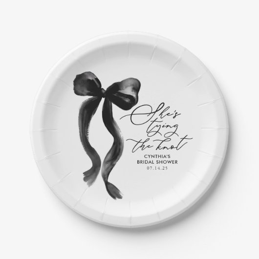 Black Bow Sie bindet das Brautparty des Knotens Pappteller (Vorderseite)
