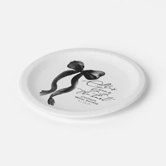 Black Bow Sie bindet das Brautparty des Knotens Pappteller (Schrägansicht)