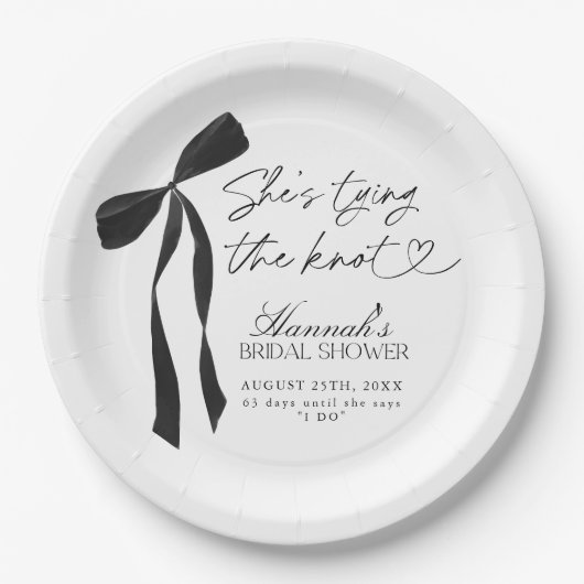 Black Bow Sie bindet das Brautparty des Knotens Pappteller (Vorderseite)