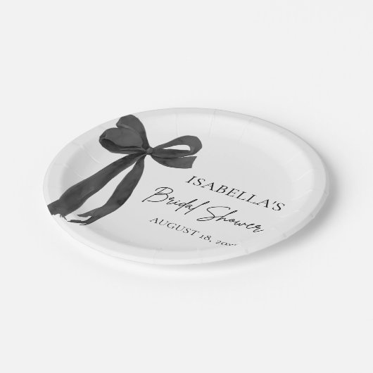Black Bow Sie bindet das Brautparty des Knotens Pappteller (Schrägansicht)