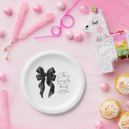 Black Bow Sie bindet das Brautparty des Knotens Pappteller (Party)