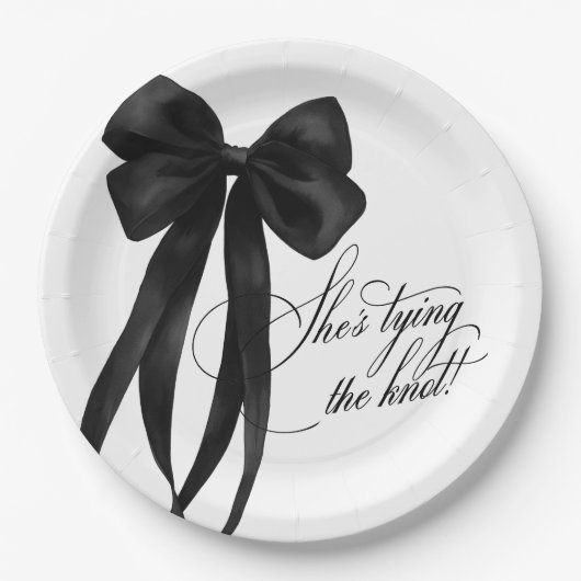 Black Bow Sie bindet das Brautparty des Knotens Pappteller (Vorderseite)