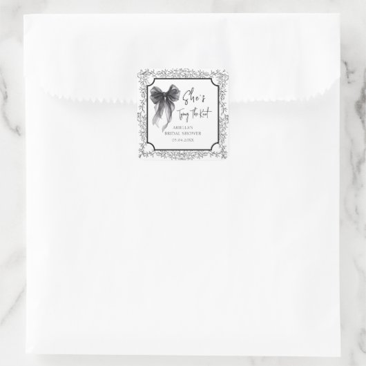 Black Bow Sie bindet das Brautparty des Knotens Quadratischer Aufkleber (Tasche)