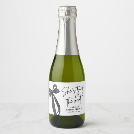 Black Bow Sie bindet das Brautparty Mini des Knote Schaumweinetikett (Vorderseite)