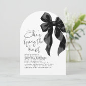 Black Bow Sie bindet das Foto des Knochen-Brautpar Einladung (Stehend Vorderseite)