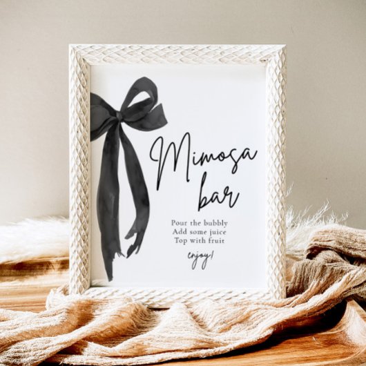 Black Bow Sie bindet das Knot-Mimosa-Bar-Zeichen Poster