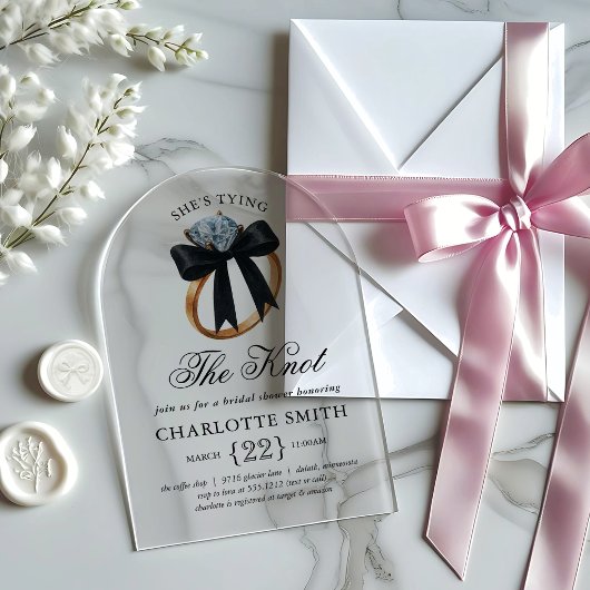 Black Bow - Sie heiratet Brautparty Acryleinladungen