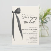 Black Bow - Sie heiratet: Brautparty Einladung (Stehend Vorderseite)