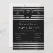 Black Bow Silver Stripes - Einladung zum Silvester (Rückseite)