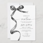 Black Bow Sweet 16 Geburtstag Einladung (Vorderseite)