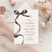 Black Bow Sweet 16 Geburtstag Einladung