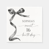 Black Bow Sweet 16 Geburtstagsparty Serviette (Vorderseite)