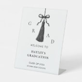 Black Bow Tassel Graduation Party Welcome Sockelschild (Vorderseite)